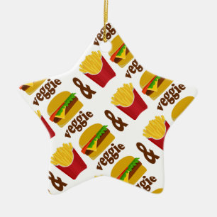 Veggie Burger and Fries Keramikornament