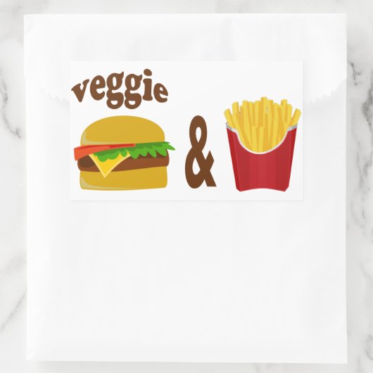 Veggie Burger and Fries Rechteckiger Aufkleber (Tasche)