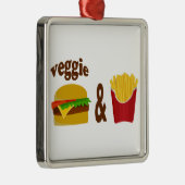 Veggie Burger and Fries Silbernes Ornament (Rechts)