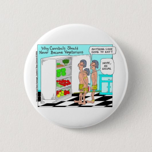 Veggie Cannibals Funny Offbeat Cartoon Geschenke Button (Vorderseite)