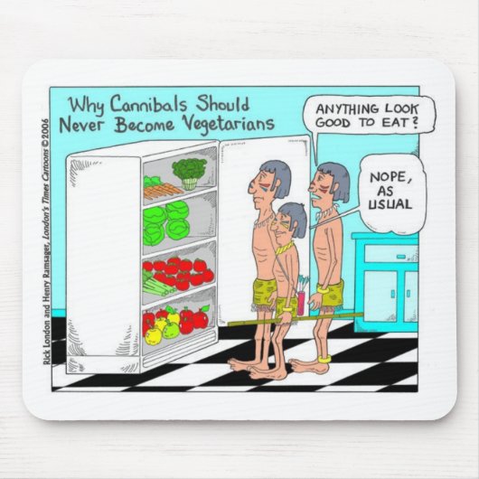 Veggie Cannibals Funny Offbeat Cartoon Geschenke Mousepad (Vorne)