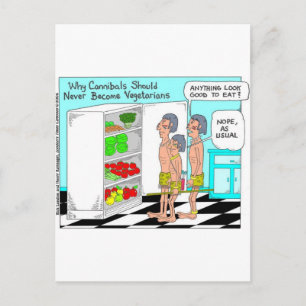 Veggie Cannibals Funny Offbeat Cartoon Geschenke Postkarte