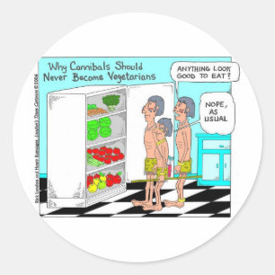 Veggie Cannibals Funny Offbeat Cartoon Geschenke Runder Aufkleber