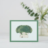 Veggie Cats Postcard -broccoli cat- Postkarte (Stehend Vorderseite)
