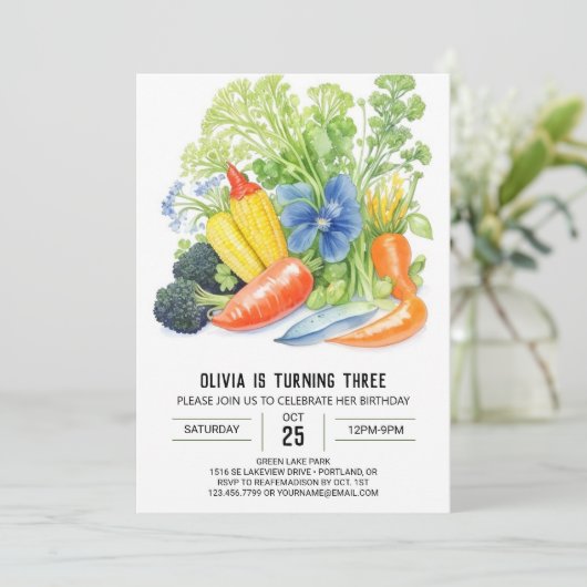 Veggie Delight Birthday Einladung (Stehend Vorderseite)