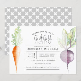 Veggie Duo | Beet & Carrot Watercolor Babydusche Einladung
