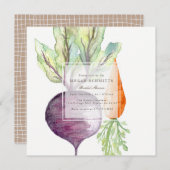 Veggie Duo Beet & Carrot Watercolor Brautparty Einladung (Vorne/Hinten)