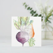 Veggie Duo Beet & Carrot Watercolor Brautparty Einladung (Stehend Vorderseite)