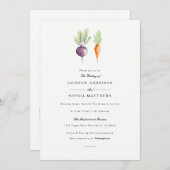 Veggie Duo | Einladung zur Wasserfarbenhochzeit (Vorne/Hinten)