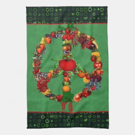 Veggie-Friedenszeichen Küchentuch (Vertikal)