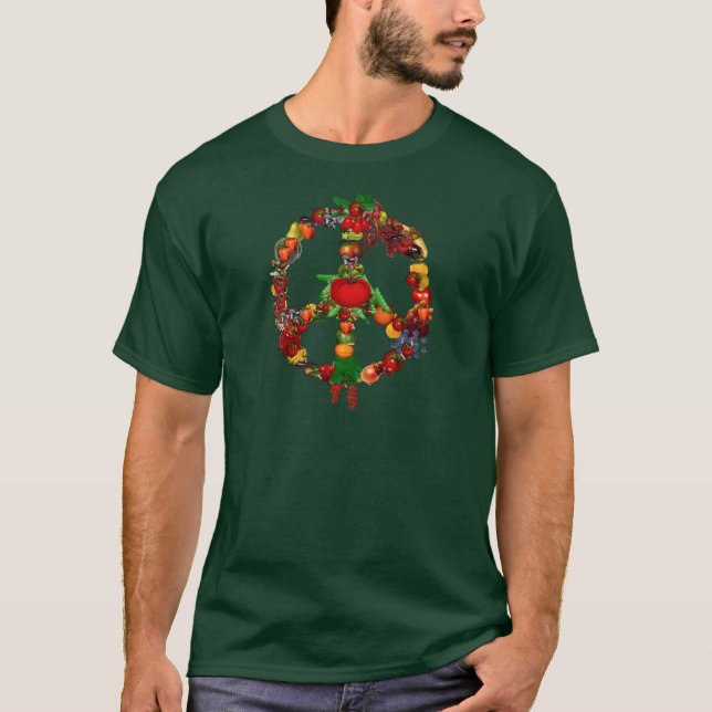 Veggie-Friedenszeichen T-Shirt (Vorderseite)
