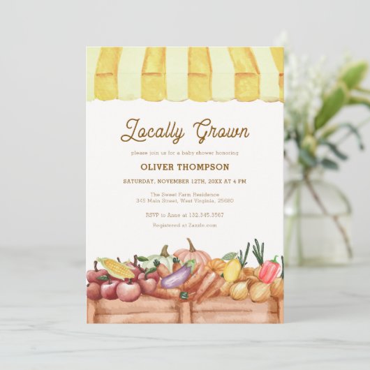 Veggie Fruits Baby Shower Einladung (Stehend Vorderseite)