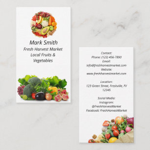 Veggie Gemüse Frische Lebensmittelgeschäft Busines Visitenkarte