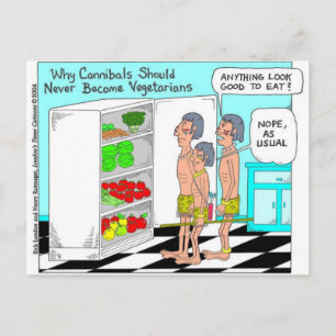 Veggie Kannibalen Lustige Abseitige Cartoon Gesche Postkarte