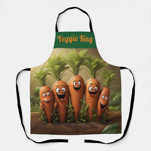 "Veggie King" Fun Cartoon Carrots Koch Schürze (Vorderseite)