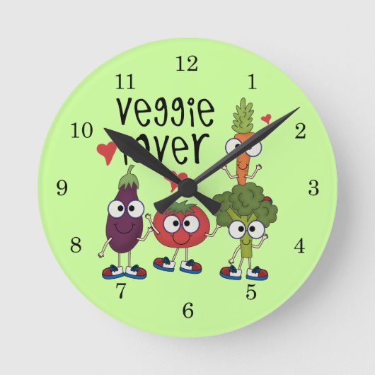 Veggie Lover Runde Wanduhr (Vorderseite)
