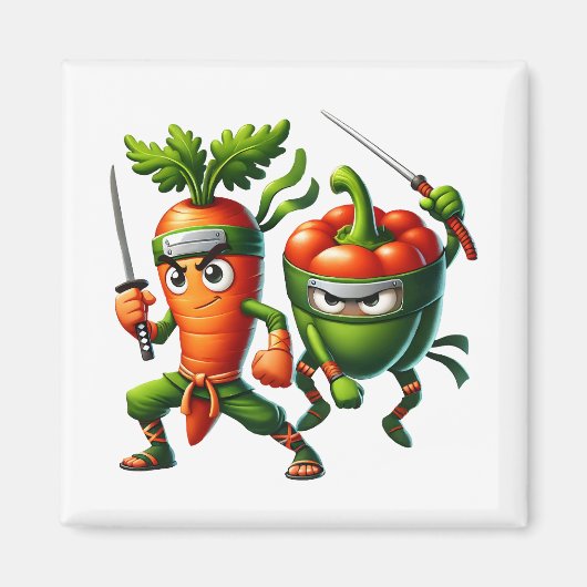 Veggie Ninjas - Warrior Carrot & Pepper Magnet (Vorne)