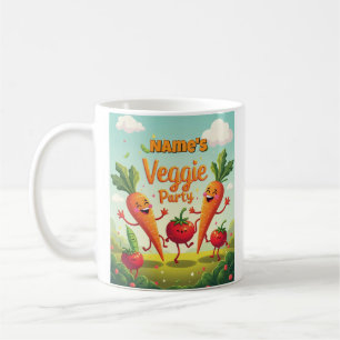 Veggie Party Cartoon Kaffee Tasse