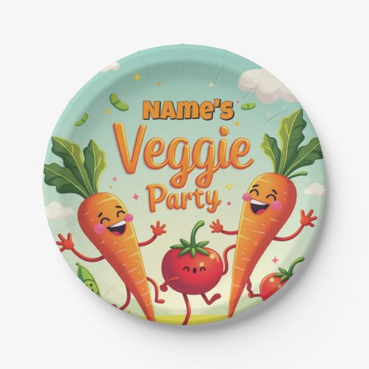 Veggie Party Cartoon Paper Teller (Vorderseite)