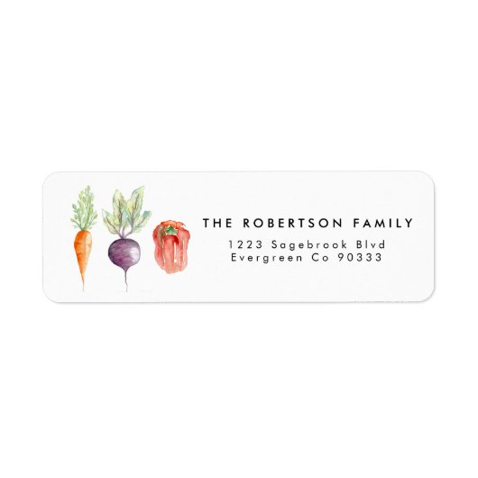 Veggie Patch Watercolor-Adressetikett (Vorne)