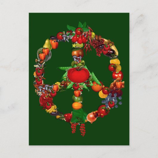 Veggie Peace Sign Postkarte (Vorderseite)
