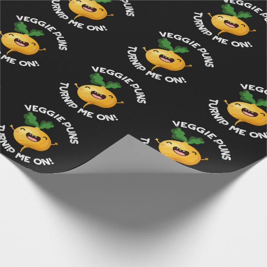 Veggie Puns Turnip Me on Funny Pun Dark BG Geschenkpapier (Ecke)