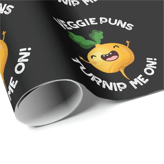 Veggie Puns Turnip Me on Funny Pun Dark BG Geschenkpapier (Rolleneckpunkt)