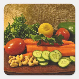 Veggie Salad Plate Quadratischer Aufkleber