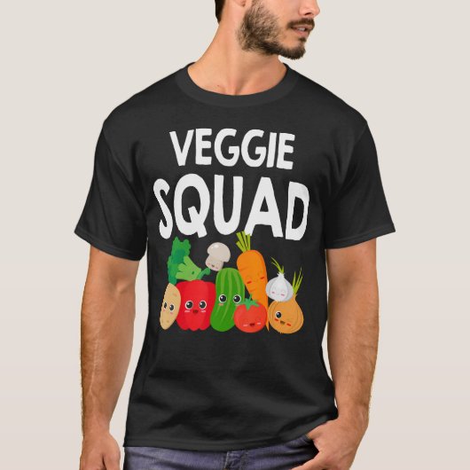 Veggie Squad Retro-Gemüse-Veganer-Vegetarier T-Shirt (Vorderseite)