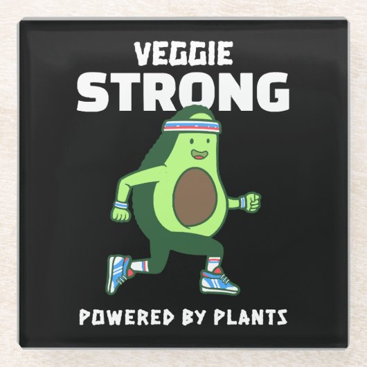 Veggie Strong, Powered by Pflanze Glasuntersetzer (Vorderseite)