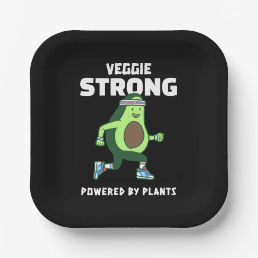 Veggie Strong, Powered by Pflanze Pappteller (Vorderseite)
