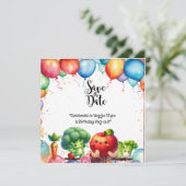 Veggie Style: Ein Geburtstag Veg-out! Einladung (Stehend Vorderseite)