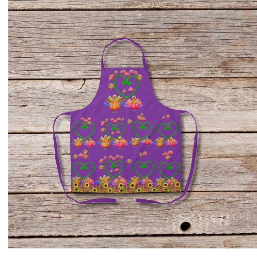 Veggie-Truthühner und Sonnenblumen lila Schürze