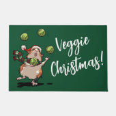 Veggie Weihnachten! Guinea Pig Juggling Sprouts Fußmatte (Vorderseite)