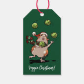 Veggie Weihnachten! Guinea Pig Juggling Sprouts Geschenkanhänger (Vorderseite)