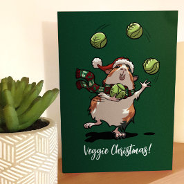Veggie Weihnachten! Guinea Pig Juggling Sprouts Karte