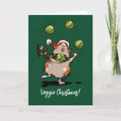Veggie Weihnachten! Guinea Pig Juggling Sprouts Karte (Vorderseite)