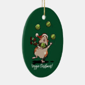 Veggie Weihnachten! Guinea Pig Juggling Sprouts Keramik Ornament (Rechts)