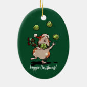 Veggie Weihnachten! Guinea Pig Juggling Sprouts Keramik Ornament (Hinten)