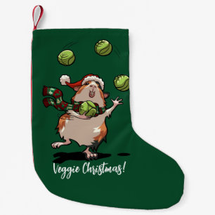 Veggie Weihnachten! Guinea Pig Juggling Sprouts Kleiner Weihnachtsstrumpf