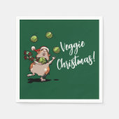 Veggie Weihnachten! Guinea Pig Juggling Sprouts Serviette (Vorderseite)