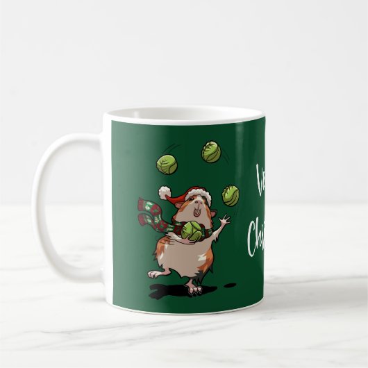 Veggie Weihnachten! Xmas Guinea Pig Juggling Sprou Kaffeetasse (Links)