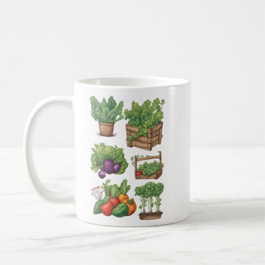 Veggies 10 Gartenarbeit, Geschenk, Gemüse, Gärtner Kaffeetasse (Links)