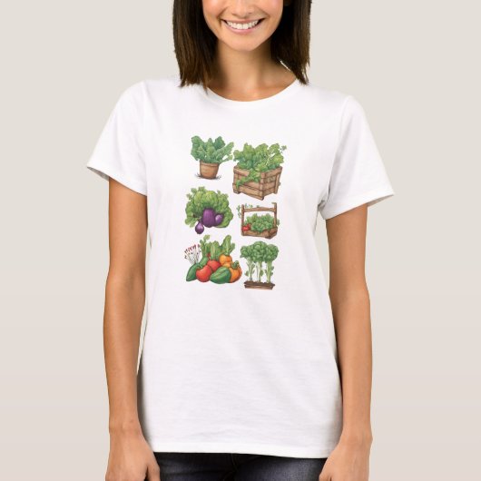 Veggies 10 Gartenarbeit, Geschenk, Gemüse, Gärtner T-Shirt (Vorderseite)