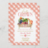 Veggies Locale Grown Baby Shower Gingham Einladung (Vorne/Hinten)