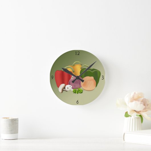 Veggies Round Clock Runde Wanduhr (Zuhause)