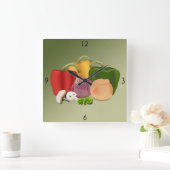 Veggies Square Wall Clock Quadratische Wanduhr (Zuhause)