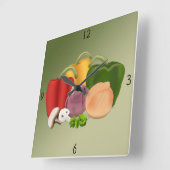 Veggies Square Wall Clock Quadratische Wanduhr (Winkel)