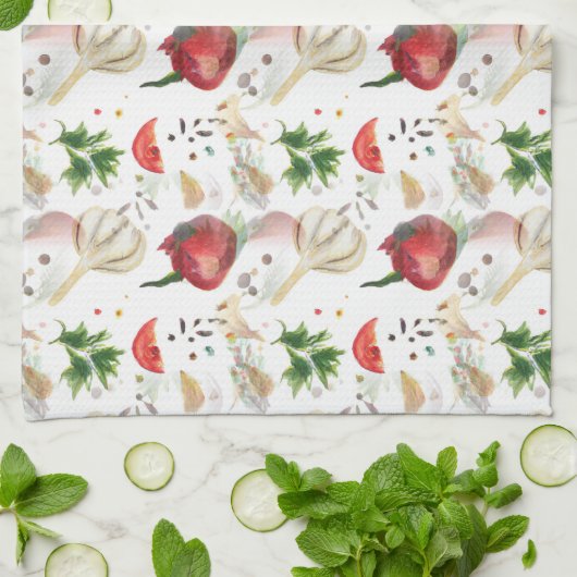 Veggies und Gewürzhandtuch Geschirrtuch (Gefaltet)