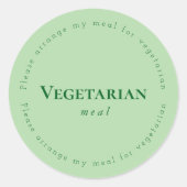 Vegitarian meal Request Sticker, Green Runder Aufkleber (Vorderseite)